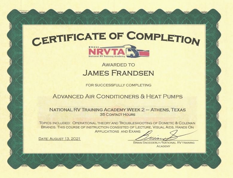 NRVTA Certificate